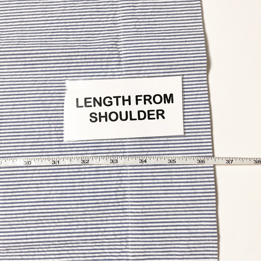 Draper James NWT Seersucker Ruffle Shirt Dress 12 blue white classic shift - Picture 12 of 12